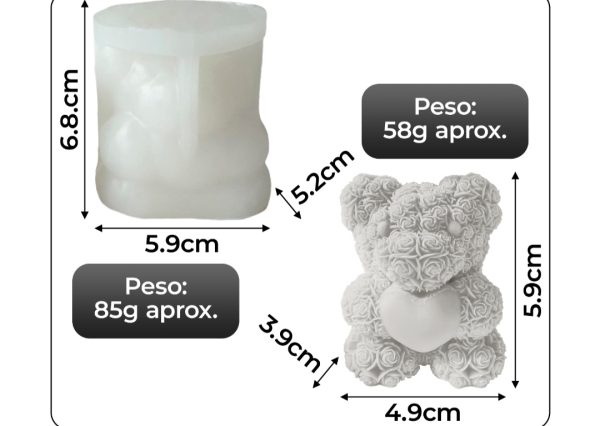 Molde oso corazón